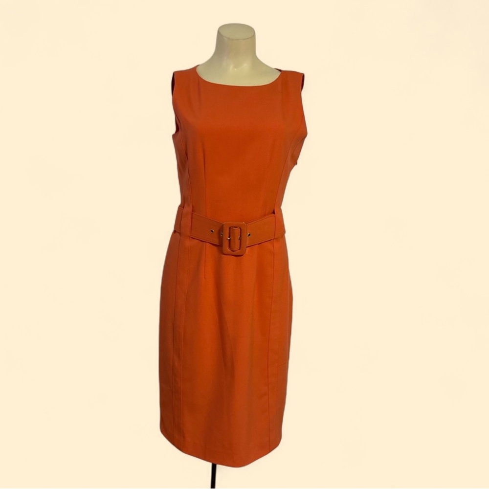 Calvin Klein Orange Midi Dress with Belt